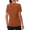imageMAGCOMSEN Workout Tops for Women UPF 50 Quick Dry Short Sleeve Sun Protection VNeck Shirts Lightweight Hiking T ShirtsDark Orange