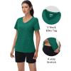 imageMAGCOMSEN Workout Tops for Women UPF 50 Quick Dry Short Sleeve Sun Protection VNeck Shirts Lightweight Hiking T ShirtsJade Green