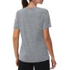 imageMAGCOMSEN Workout Tops for Women UPF 50 Quick Dry Short Sleeve Sun Protection VNeck Shirts Lightweight Hiking T ShirtsLight Grey