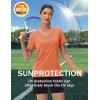 imageMAGCOMSEN Workout Tops for Women UPF 50 Quick Dry Short Sleeve Sun Protection VNeck Shirts Lightweight Hiking T ShirtsOrange