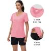 imageMAGCOMSEN Workout Tops for Women UPF 50 Quick Dry Short Sleeve Sun Protection VNeck Shirts Lightweight Hiking T ShirtsPink