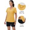 imageMAGCOMSEN Workout Tops for Women UPF 50 Quick Dry Short Sleeve Sun Protection VNeck Shirts Lightweight Hiking T ShirtsTurmeric