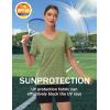 imageMAGCOMSEN Workout Tops for Women UPF 50 Quick Dry Short Sleeve Sun Protection VNeck Shirts Lightweight Hiking T ShirtsWheat Green