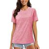 imageMAGCOMSEN Womens Cotton TShirts ShortSleeve Shirts CrewNeck Tops ClassicFit Breathable Casual Summer TeesPink