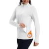 imageMAGCOMSEN Womens Quarter Zip Fleece Pullover Thermal Shirts with Zip Pocket Workout Running Tops Thumb HolesWhite