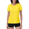 imageMAGCOMSEN Womens Short Sleeve TShirts UPF 50 Sun Protection Quick Dry Athletic Running Workout Rash Guard TopsBright Yellow
