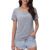 imageMAGCOMSEN Workout Tops for Women UPF 50 Quick Dry Short Sleeve Sun Protection VNeck Shirts Lightweight Hiking T ShirtsLight Grey