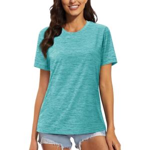 imageMAGCOMSEN Womens Cotton TShirts ShortSleeve Shirts CrewNeck Tops ClassicFit Breathable Casual Summer TeesLight Green