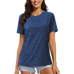 imageMAGCOMSEN Womens Cotton TShirts ShortSleeve Shirts CrewNeck Tops ClassicFit Breathable Casual Summer TeesSapphire Blue