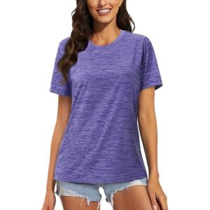 imageMAGCOMSEN Womens Cotton TShirts ShortSleeve Shirts CrewNeck Tops ClassicFit Breathable Casual Summer TeesViolet