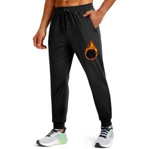 imageMAGCOMSEN Fleece Lined Joggers for Mens Winter Thermal Warm Sweatpants with Pockets Workout Athletic Gym PantsBlack