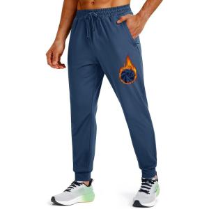 imageMAGCOMSEN Fleece Lined Joggers for Mens Winter Thermal Warm Sweatpants with Pockets Workout Athletic Gym PantsBlue Grey