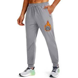 imageMAGCOMSEN Fleece Lined Joggers for Mens Winter Thermal Warm Sweatpants with Pockets Workout Athletic Gym PantsLight Grey