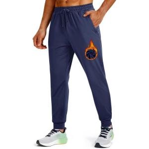 imageMAGCOMSEN Fleece Lined Joggers for Mens Winter Thermal Warm Sweatpants with Pockets Workout Athletic Gym PantsNavy