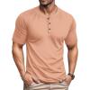 imageMAGCOMSEN Mens Henley Short Sleeve Shirt Moisture Wicking Lightweight Cotton TShirts Casual Summer Basic Tee ShirtApricot