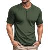 imageMAGCOMSEN Mens Henley Short Sleeve Shirt Moisture Wicking Lightweight Cotton TShirts Casual Summer Basic Tee ShirtArmy Green
