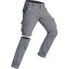 imageMAGCOMSEN Mens Hiking Convertible Pants 5 Pockets Zip Off Lightweight Water Resistant Quick Dry Side Elastic Travel PantLight Grey