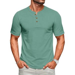 imageMAGCOMSEN Mens Henley Short Sleeve Shirt UPF 80 Lightweight TShirts Moisture Wicking Tee Casual Summer Basic Solid ShirtGrey Green