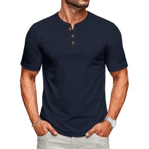 imageMAGCOMSEN Mens Henley Short Sleeve Shirt UPF 80 Lightweight TShirts Moisture Wicking Tee Casual Summer Basic Solid ShirtNavy