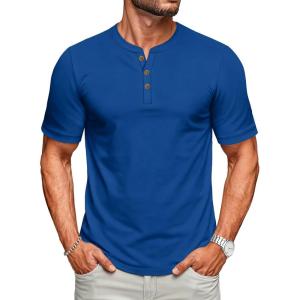 imageMAGCOMSEN Mens Henley Short Sleeve Shirt UPF 80 Lightweight TShirts Moisture Wicking Tee Casual Summer Basic Solid ShirtRoyalblue