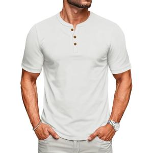 imageMAGCOMSEN Mens Henley Short Sleeve Shirt UPF 80 Lightweight TShirts Moisture Wicking Tee Casual Summer Basic Solid ShirtWhite