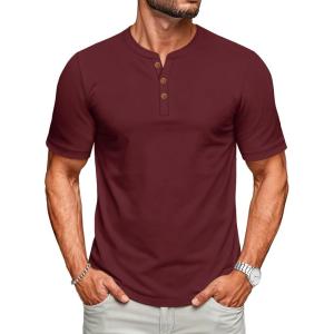 imageMAGCOMSEN Mens Henley Short Sleeve Shirt UPF 80 Lightweight TShirts Moisture Wicking Tee Casual Summer Basic Solid ShirtWinered