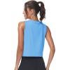 imageMAGCOMSEN Womens Workout Cropped Tops UPF 50 Athletic Running Tank Tops Sleeveless Gym Sports Muscle ShirtsWaterfall Blue
