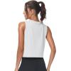 imageMAGCOMSEN Womens Workout Cropped Tops UPF 50 Athletic Running Tank Tops Sleeveless Gym Sports Muscle ShirtsWhite