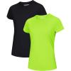 imageMAGCOMSEN 2 Pack Womens Short Sleeve TShirts UPF 50 Workout Running Quick Dry Athletic Rash Guard Swim TopBlackFluorescent Green