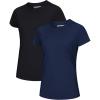 imageMAGCOMSEN 2 Pack Womens Short Sleeve TShirts UPF 50 Workout Running Quick Dry Athletic Rash Guard Swim TopBlackNavy