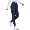 imageMAGCOMSEN Womens Fleece Lined Joggers High Waisted Water Resistant Thermal Winter Hiking Running Sweatpants with PocketsNavy