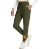 imageMAGCOMSEN Womens Fleece Lined Joggers Waterproof Thermal Winter Sweatpants Insulated Hiking Running Snow Pants PocketsArmygreen