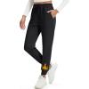 imageMAGCOMSEN Womens Fleece Lined Joggers Waterproof Thermal Winter Sweatpants Insulated Hiking Running Snow Pants PocketsBlack