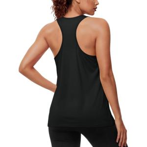 imageMAGCOMSEN Tank Top for Women Workout Racerback Sleeveless Loose Fit Tops Athletic Yoga Running Gym Muscle Pilates TankBlack