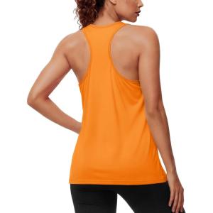 imageMAGCOMSEN Tank Top for Women Workout Racerback Sleeveless Loose Fit Tops Athletic Yoga Running Gym Muscle Pilates TankFluorescent Orange