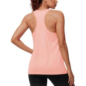 imageMAGCOMSEN Tank Top for Women Workout Racerback Sleeveless Loose Fit Tops Athletic Yoga Running Gym Muscle Pilates TankLight Pink