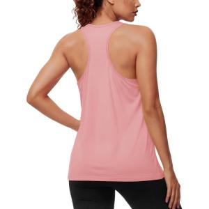 imageMAGCOMSEN Tank Top for Women Workout Racerback Sleeveless Loose Fit Tops Athletic Yoga Running Gym Muscle Pilates TankPink