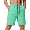 image:imageMAGCOMSEN Mens Hiking Shorts 9 Quick Dry Lightweight Running Shorts with Zipper Pockets for Workout Athletic SportMint Green