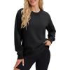 image:imageMAGCOMSEN Sweatshirt for Women Fleece Lined Crewneck Loose Fit Winter Warm Trendy Sweaters Long Sleeve TopsBlack
