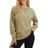 image:imageMAGCOMSEN Sweatshirt for Women Fleece Lined Crewneck Loose Fit Winter Warm Trendy Sweaters Long Sleeve TopsKhaki
