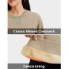image:imageMAGCOMSEN Sweatshirt for Women Fleece Lined Crewneck Loose Fit Winter Warm Trendy Sweaters Long Sleeve TopsKhaki