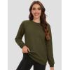 image:imageMAGCOMSEN Womens Fleece Lined Sweatshirt Crewneck Cotton Pullover Fall Winter Casual Long Sleeve Warm Soft TopsArmy Green