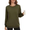 image:imageMAGCOMSEN Womens Fleece Lined Sweatshirt Crewneck Cotton Pullover Fall Winter Casual Long Sleeve Warm Soft TopsArmy Green