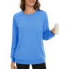 image:imageMAGCOMSEN Womens Fleece Lined Sweatshirt Crewneck Cotton Pullover Fall Winter Casual Long Sleeve Warm Soft TopsAzure