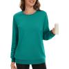 image:imageMAGCOMSEN Womens Fleece Lined Sweatshirt Crewneck Cotton Pullover Fall Winter Casual Long Sleeve Warm Soft TopsEmerald Green