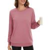 image:imageMAGCOMSEN Womens Fleece Lined Sweatshirt Crewneck Cotton Pullover Fall Winter Casual Long Sleeve Warm Soft TopsGrey Pink