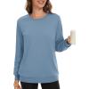 image:imageMAGCOMSEN Womens Fleece Lined Sweatshirt Crewneck Cotton Pullover Fall Winter Casual Long Sleeve Warm Soft TopsHaze Blue