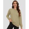 image:imageMAGCOMSEN Womens Fleece Lined Sweatshirt Crewneck Cotton Pullover Fall Winter Casual Long Sleeve Warm Soft TopsKhaki
