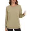 image:imageMAGCOMSEN Womens Fleece Lined Sweatshirt Crewneck Cotton Pullover Fall Winter Casual Long Sleeve Warm Soft TopsKhaki