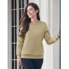 image:imageMAGCOMSEN Womens Fleece Lined Sweatshirt Crewneck Cotton Pullover Fall Winter Casual Long Sleeve Warm Soft TopsKhaki